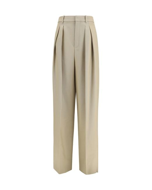 Saint Laurent Natural Tailored Wool And Silk Canvas Pants