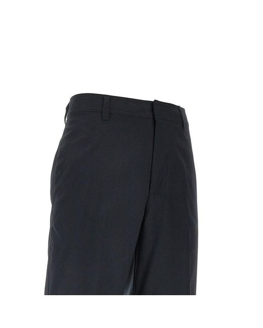 Emporio Armani Black Micro-Textured Light Wool Pants for men