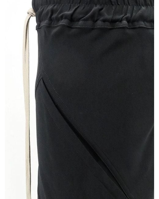 Rick Owens Black Bias Viscose And Silk Trousers