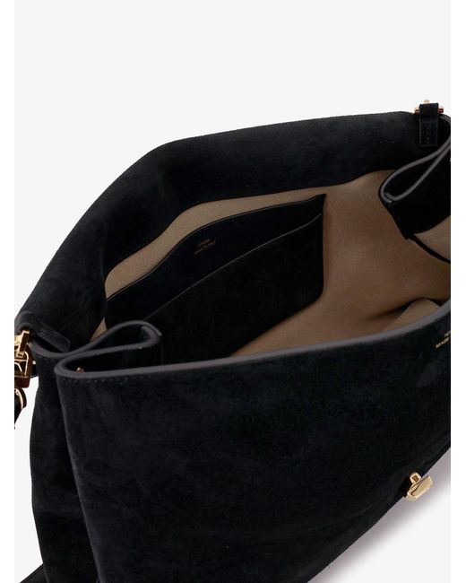 Totême  Black Suede T-Lock Shoulder Bag