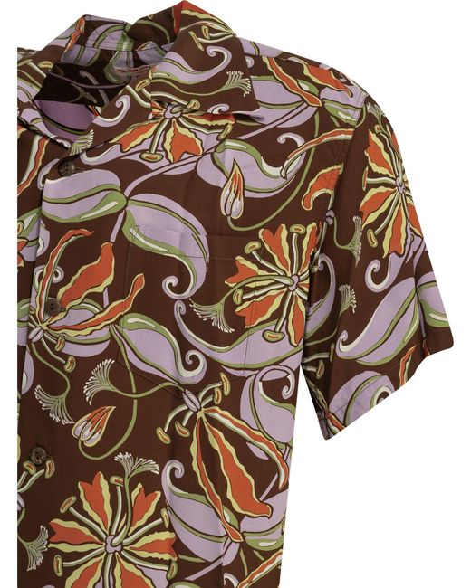 Sun Surf Brown "Spider Lily" Casual Shirt for men