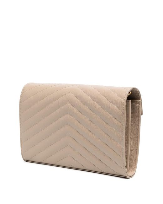 Saint Laurent Natural Mono Dark Calf Leather Wallet Bag