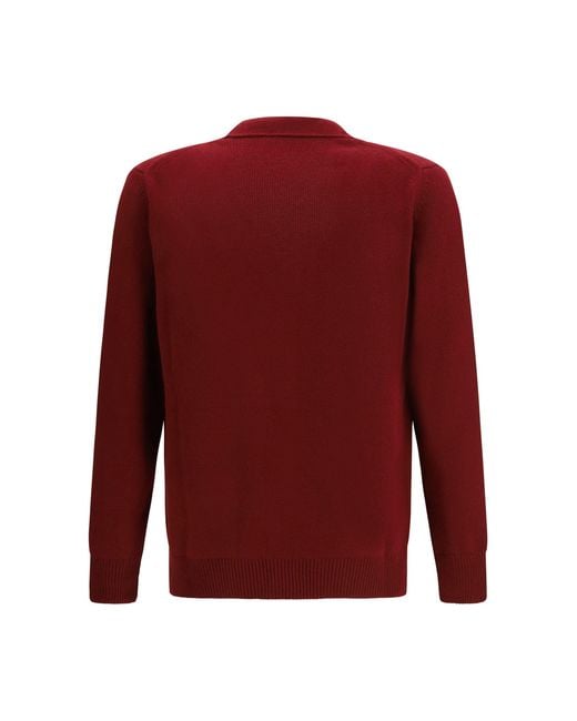 Gucci Red Wool Cashmere Cardigan for men