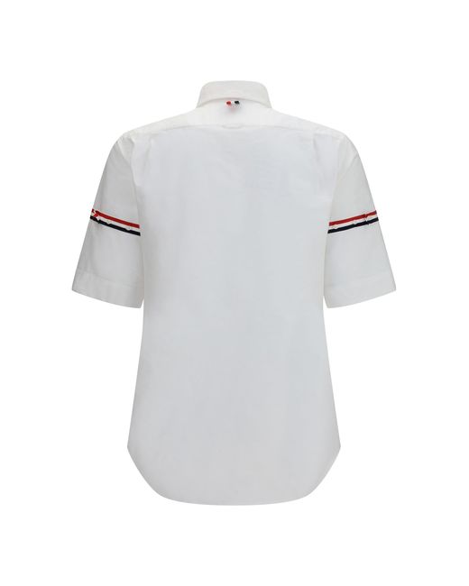 Thom Browne White Short-Sleeve Shirt With Contrast Stripes for men