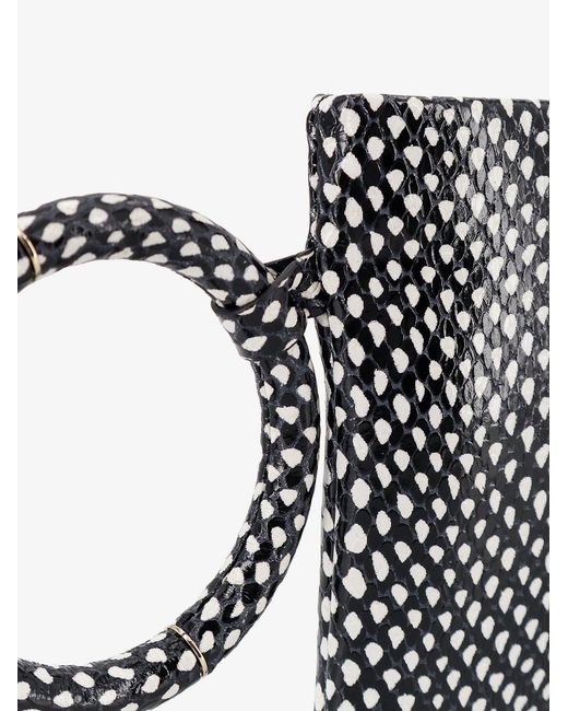 Tom Ford Gray Aura Leather Clutch Bag With Snake Motif