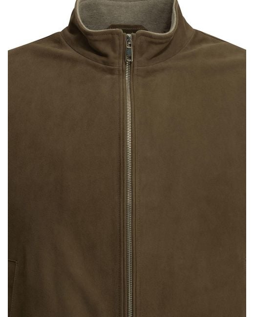 Altum Green Padded Suede Bomber Jacket for men