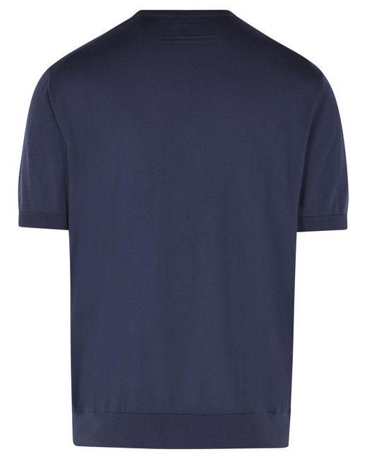 Zegna Blue Cotton T-Shirt for men