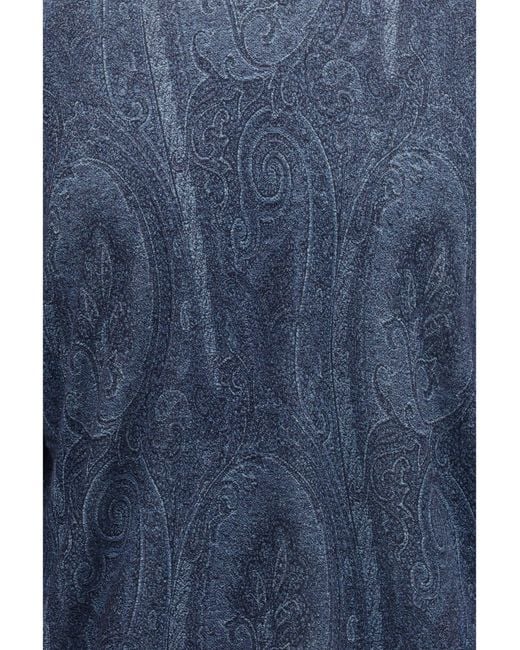 Etro Blue Printed Turtleneck Sweater for men