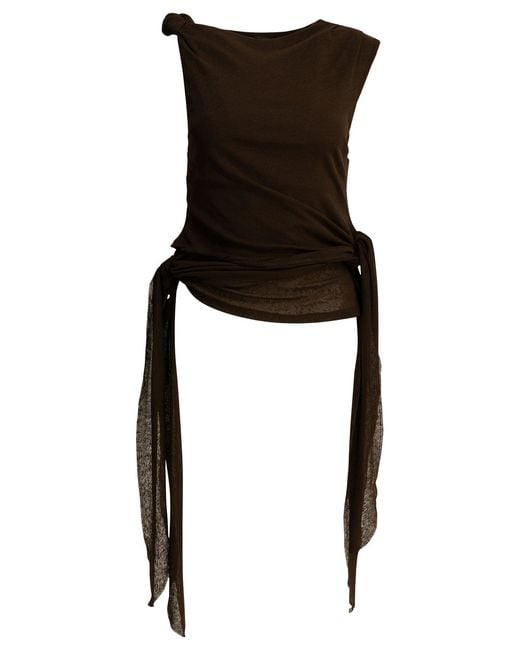 Ganni Black Draped Tank Top