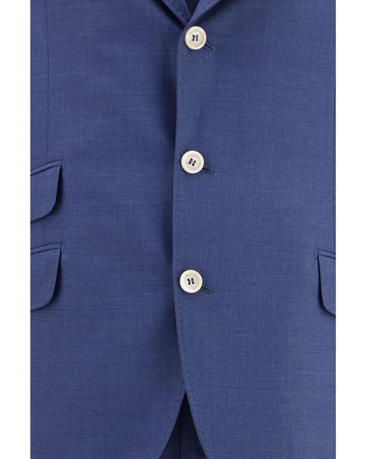 Brunello Cucinelli Blue Suit Single-Breasted Peak Lapels for men