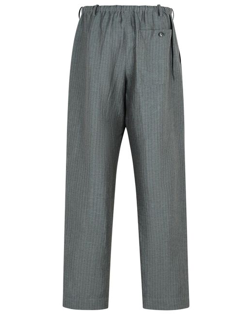 Dries Van Noten Gray Penny' Linen Blend Trousers for men