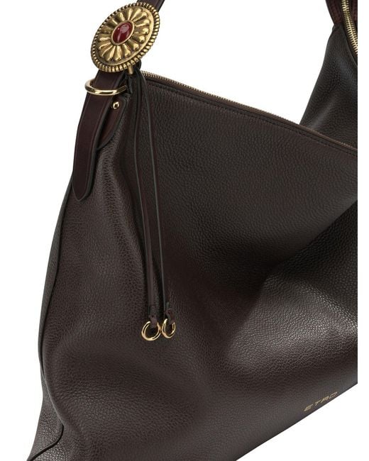 Etro Black Large Leather Shoulder Bag