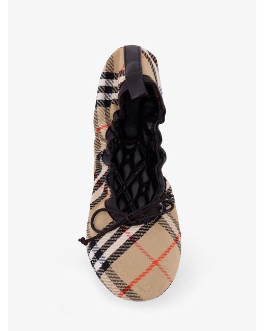 Burberry Multicolor Fawn Ballerinas With Traditional Check Motif