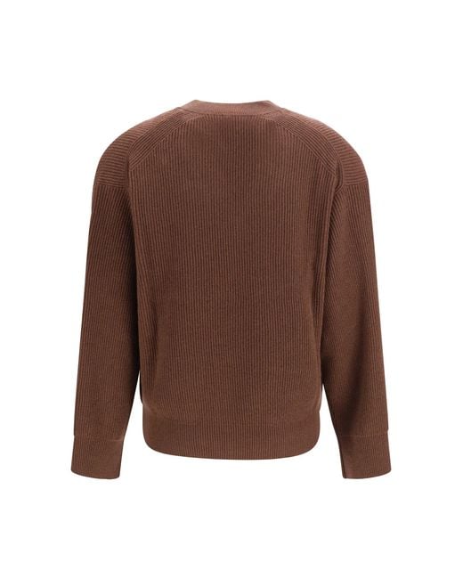 Brunello Cucinelli Brown V-Neck Sweater