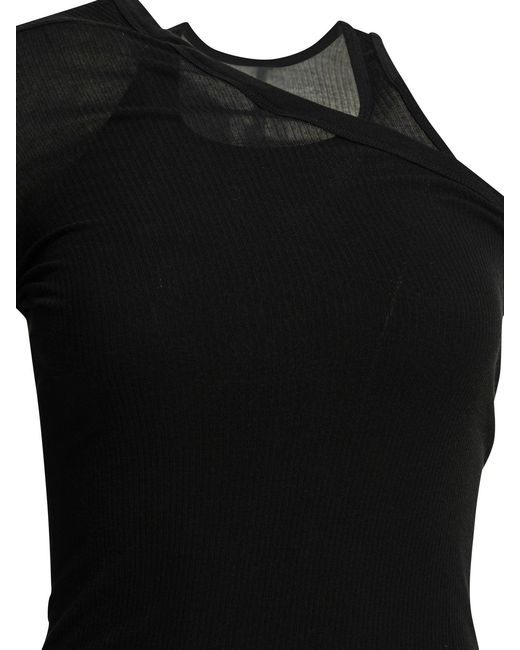 Rick Owens Black "Banana" One-Shoulder Tank Top