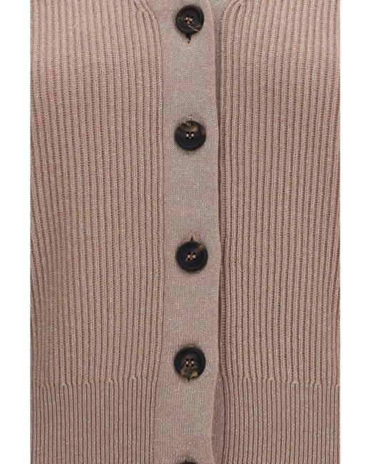 Brunello Cucinelli Pink Ribbed V-Neck Vest Clay+Camel Rosato