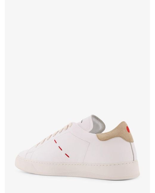 Kiton Pink Leather Sneakers With Iconic Stitching for men
