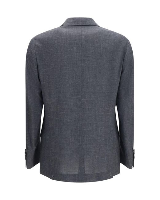 Brunello Cucinelli Blue Deconstructed Jacket for men