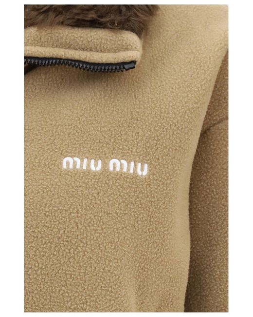Miu Miu Natural Fleece Down Jacket Camel