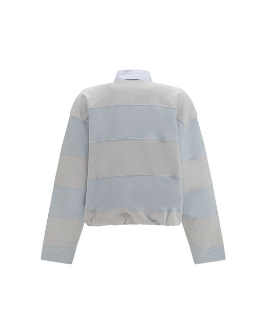 Acne Gray Striped Polo Sweatshirt