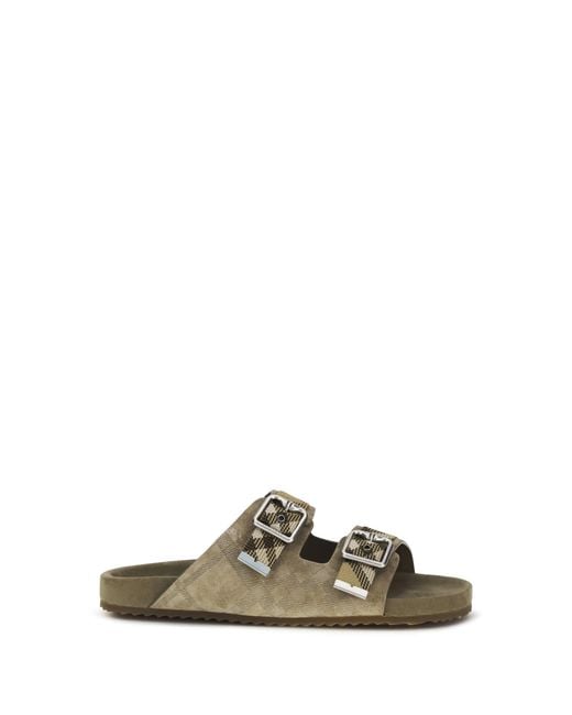 Burberry Metallic Urchin Suede Check Sandals for men