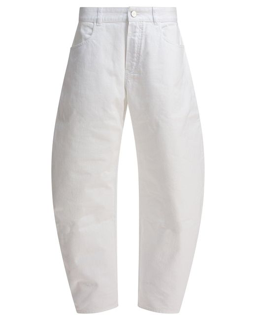 Women's White Low Waist Rounded Jeans