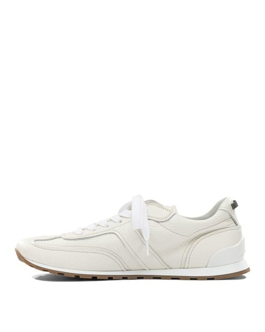 Brunello Cucinelli White Leather Sneakers With Monili On The Back