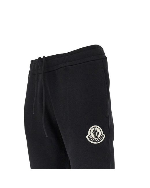 Moncler Black Sweatpants With Felt Logo Patch for men