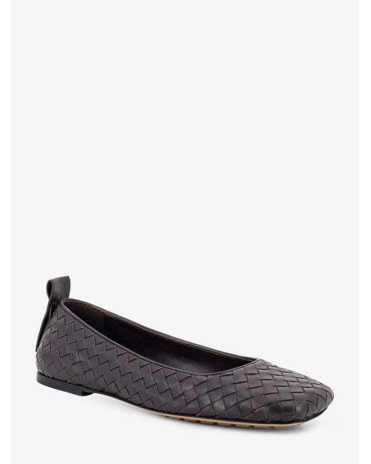 Bottega Veneta White Charlotte Leather Ballerinas With Intrecciato Motif
