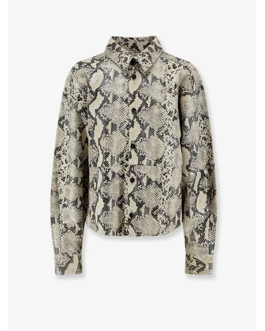 Alysi White Python Print Leather Shirt