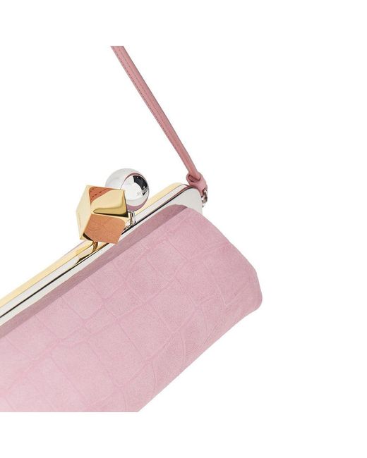 Jacquemus Pink Suede Leather 'Salon' Pouch With Croco-Effect