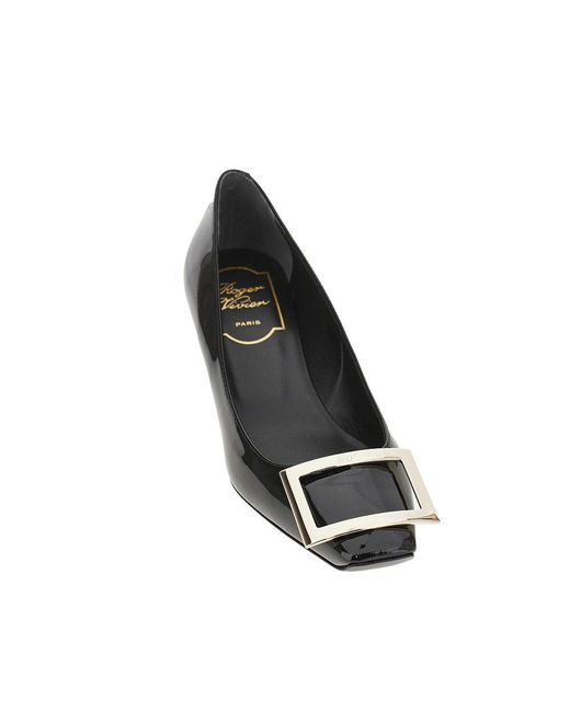 Roger Vivier Black 'Trompette' Patent Leather Pumps 38