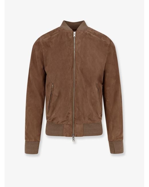 DFOUR® Brown Suede Jacket for men