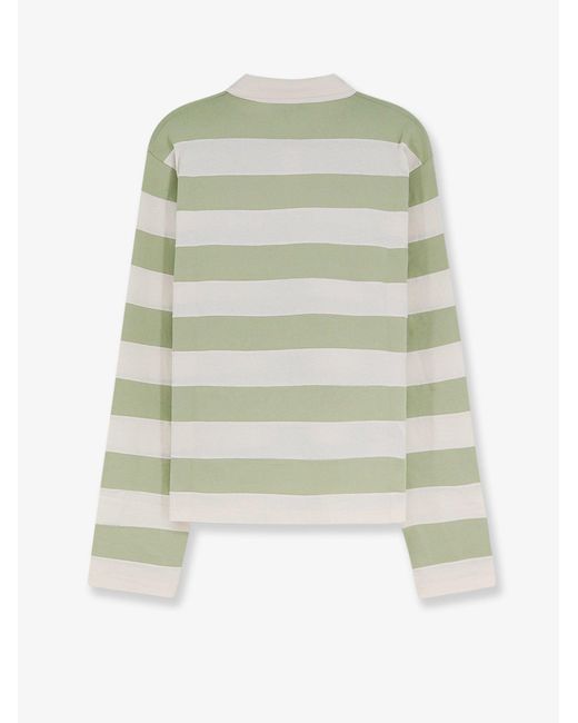 Miu Miu Green Cotton Polo Shirt With Striped Pattern