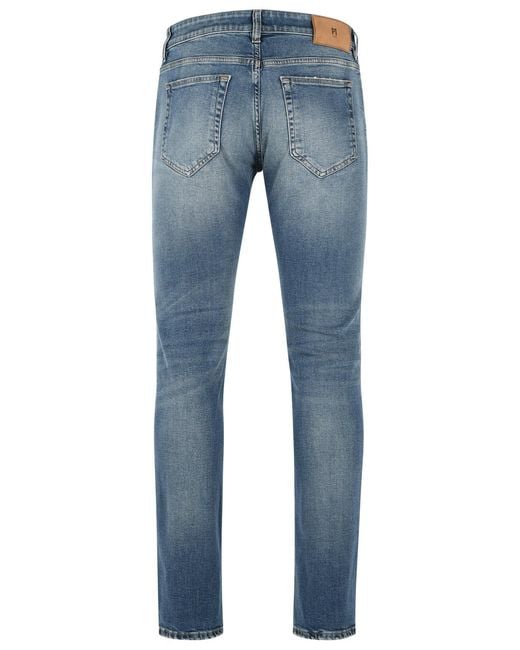 Pt05 Blue 'Swing' Stretch Cotton Jeans for men