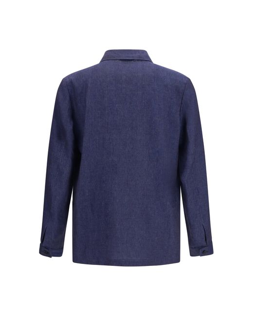Gi Capri Blue Linen Shirt With Button Closure 104 for men