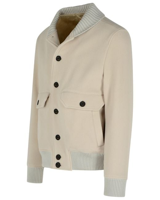 Eleventy Natural Wool Blend Bomber Jacket for men