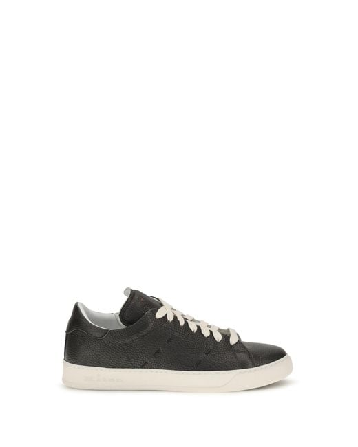Kiton Black Leather Sneakers for men