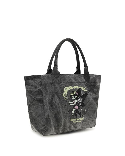 Ganni Black Fairy Medium Tote Bag