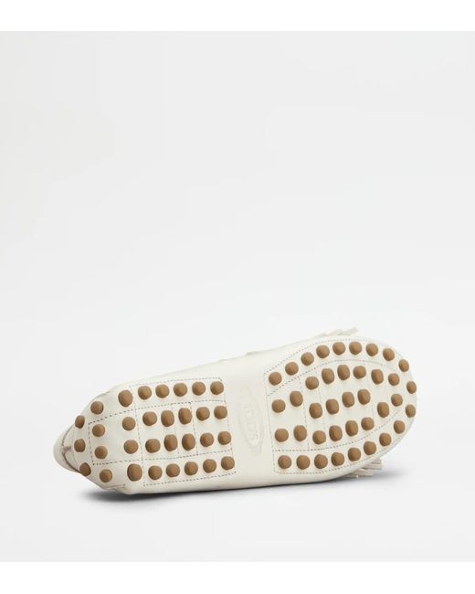 Tod's White "Gommino" Leather Loafers