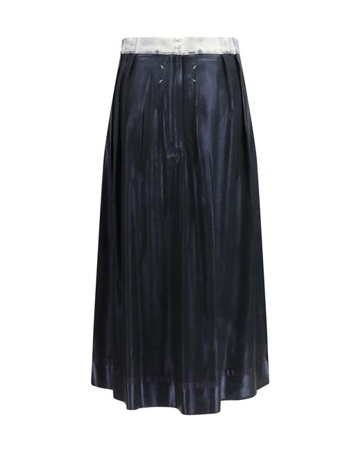Margiela Blue Foil-Treated Midi Skirt