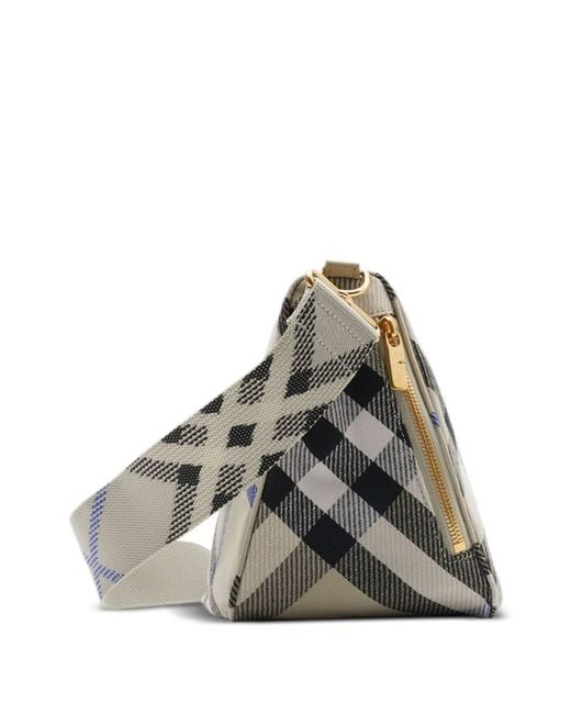 Burberry Gray Medium Shield Checked Shoulder Bag