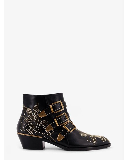 Chloé White Leather Susan Boots With Metal Details