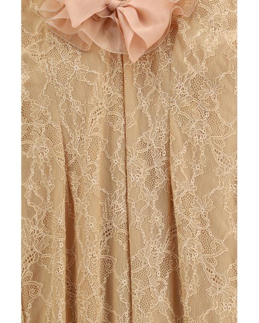 Alessandra Rich Natural Stretch Lace Evening Dress