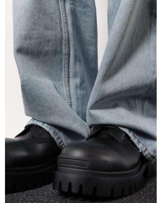 Balenciaga Black Leather Boots With Maxi Rubber Sole for men