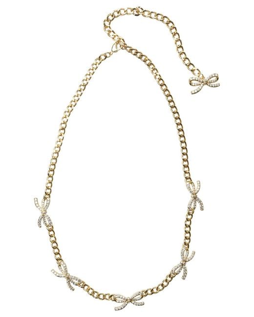 Self-Portrait White Necklace With Bows With Crystals