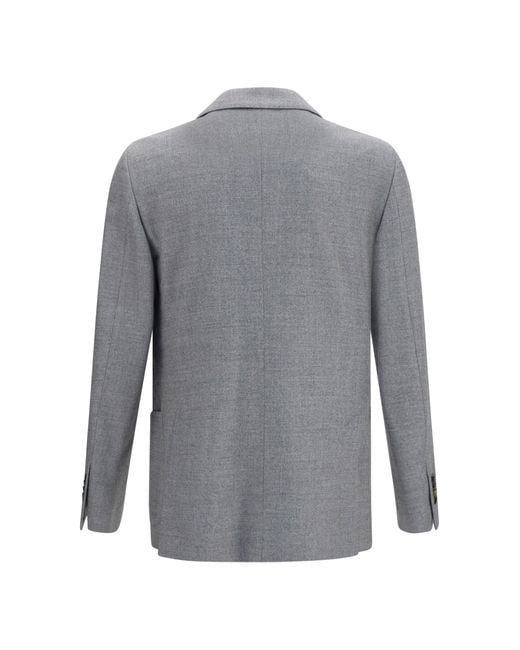 Lardini Gray Double-Breasted Wool-Blend Jacket for men