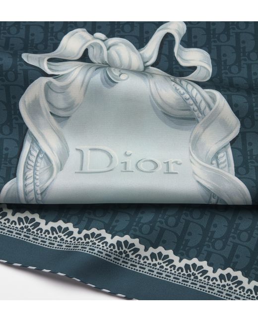 Dior Blue Médaillon 70" Silk Foulard