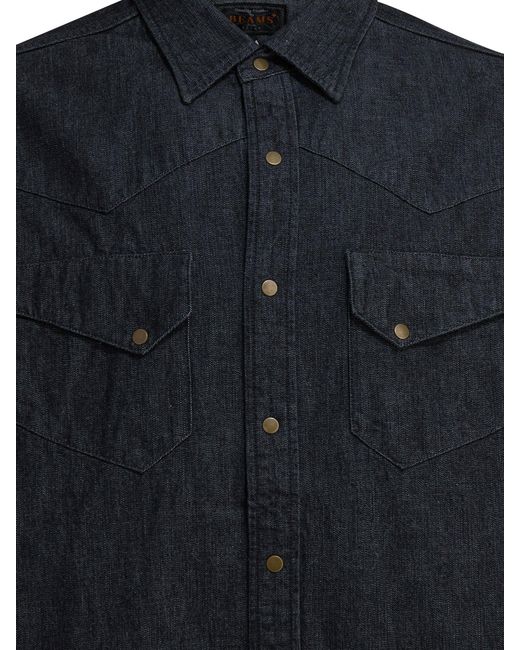 Beams Plus Blue Western Double Dye Shirts for men