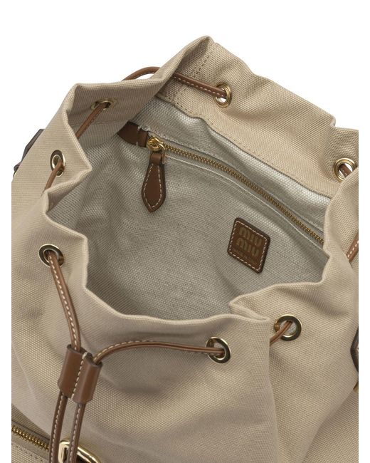 Miu Miu Natural Hemp And Leather Backpack